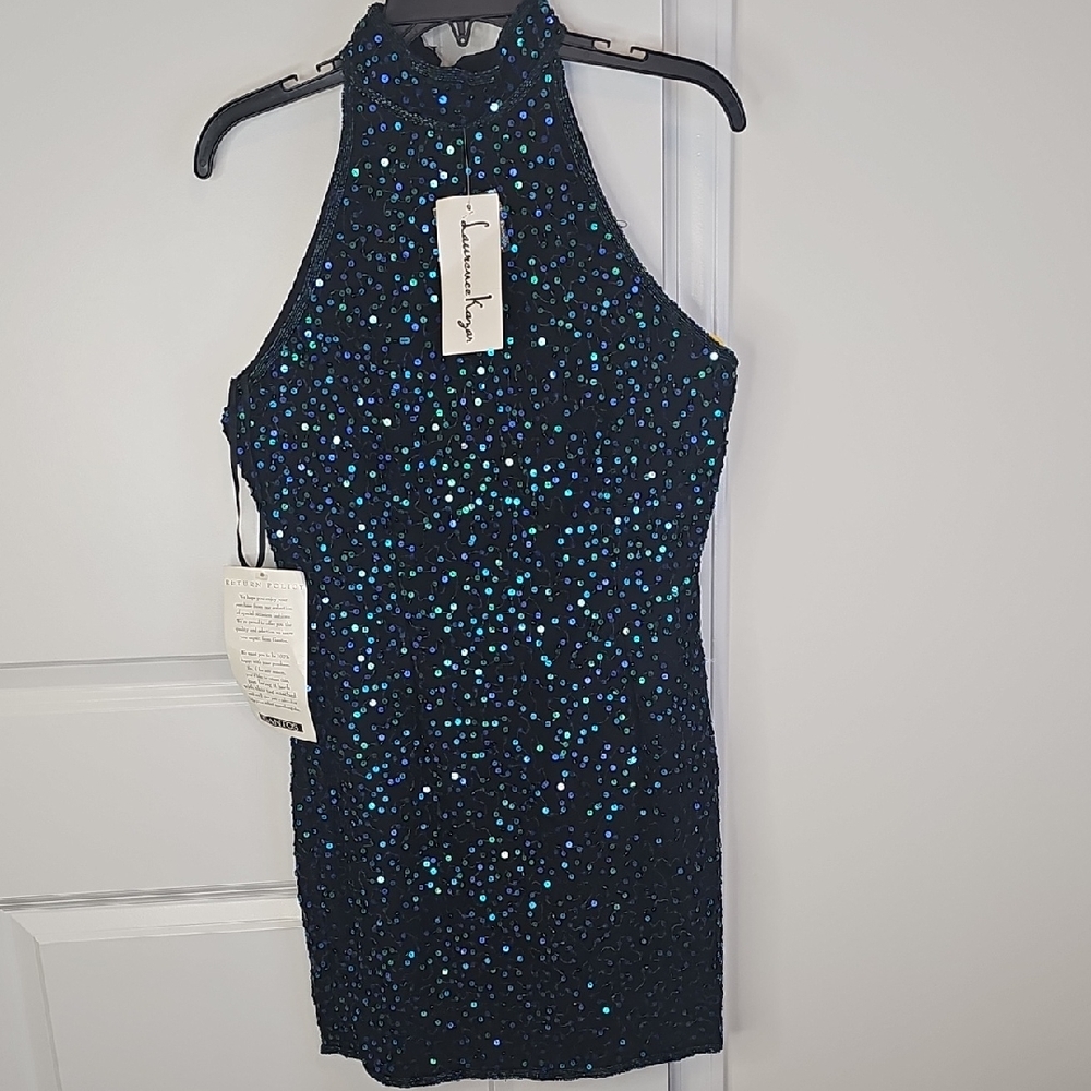 Laurence Kazar Black‎ and Blue Sequin Mini Dress